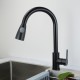 Deck 304 stainless steel sink mixer pull down sprayer high arc kitchen faucet black