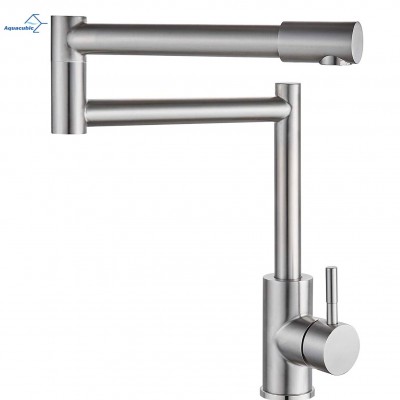 Stainless Steel Folding Swing Arm Kitchen Faucets Lead-free Commercial Stretchable Single Hole Single Handles Faucet