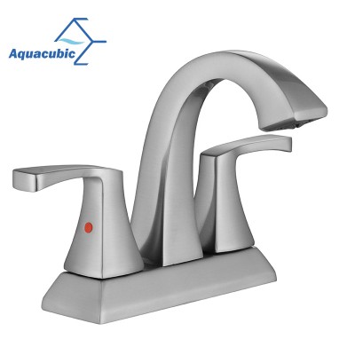 Aquacubic Brushed Nickel Centerset Bathroom Wash Basin Mixer Tap Faucet